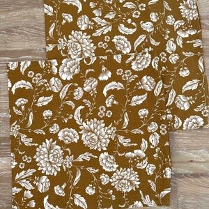 Set of 2 Floral Pillow Covers 20x20 Gold Brown
